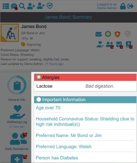 Screenshot of the list of vulnerable individuals on the community chai app.